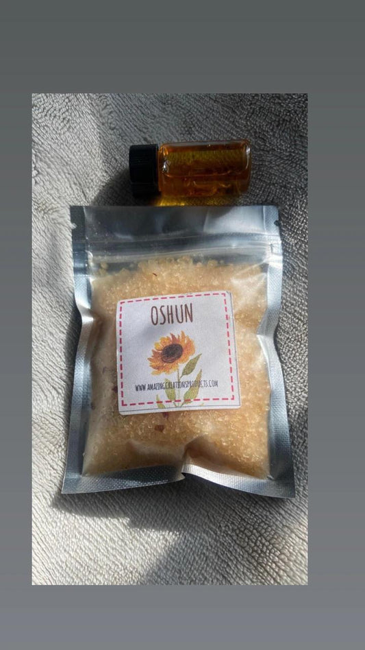  Oshun Bath Salt & Oil Kit -  available at Amazing Creations Products . Grab yours for $15 today!