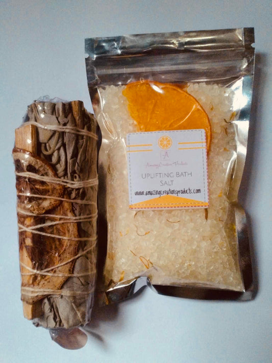  Orange Bath (Uplifting) Bath Salt & Sage -  available at Amazing Creations Products . Grab yours for $15 today!